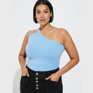 Torrid - Everyday Rib One Shoulder Cut Out Cami in Dust Blue​​​​​​